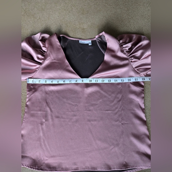 ASOS Mauve Satin Blouse with Puff Sleeves - Picture 2 of 7